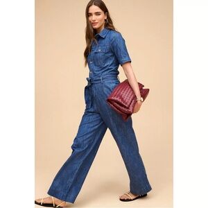 Next Blue Wide-Leg Denim Jumpsuit